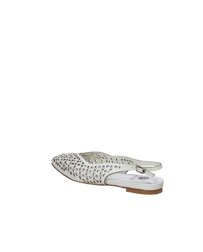L'Arianna CH2524 Ballerina slingback in pelle traforata Bianco