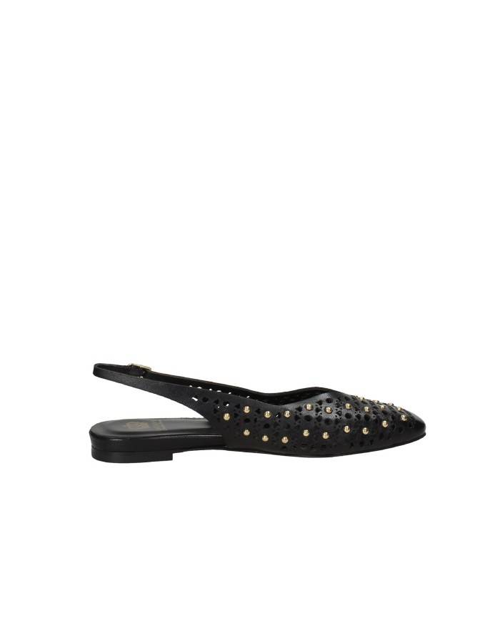 L'Arianna CH2524 Ballerina slingback in pelle traforata Nero