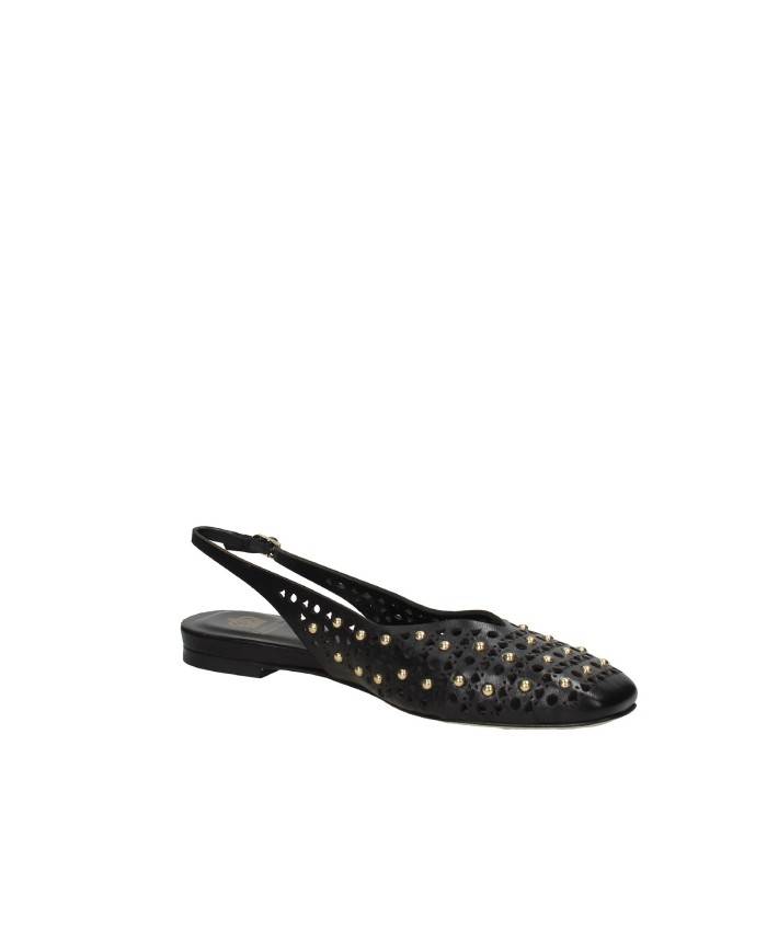L'Arianna CH2524 Ballerina slingback in pelle traforata Nero