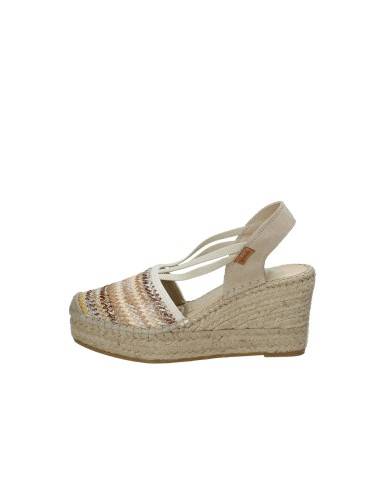 Vidorreta 18400 Espadrilla zeppa alta in rafia e camoscio Beige e Bronzo Vidorreta 18400 Espadrilla zeppa alta in rafia e camoscio Beige e Bronzo