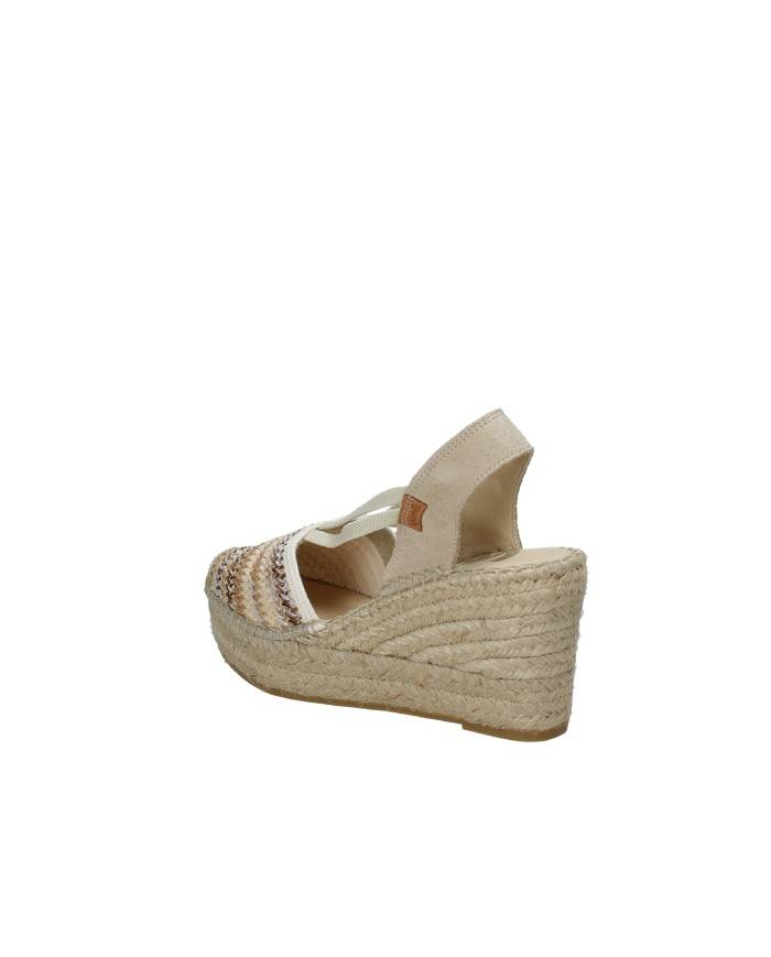 Vidorreta 18400 Espadrilla zeppa alta in rafia e camoscio Beige e Bronzo Vidorreta 18400 Espadrilla zeppa alta in rafia e camoscio Beige e Bronzo