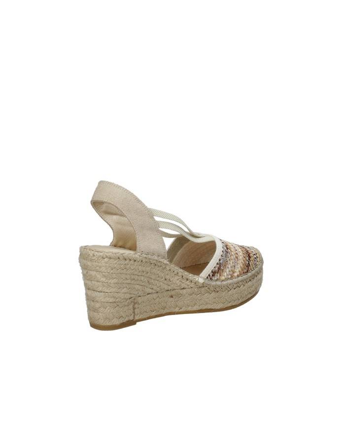 Vidorreta 18400 Espadrilla zeppa alta in rafia e camoscio Beige e Bronzo Vidorreta 18400 Espadrilla zeppa alta in rafia e camoscio Beige e Bronzo