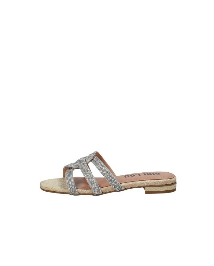 Bibi Lou 844z69hg Sandalo ciabattina con strass in pelle e rafia Beige Bibi Lou 844z69hg Sandalo ciabattina con strass in pelle e rafia Beige
