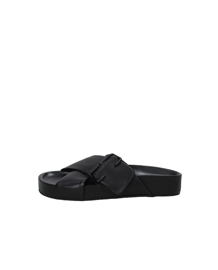 JVAM June Sandalo fussbet con zeppa piatta in nappa Nero