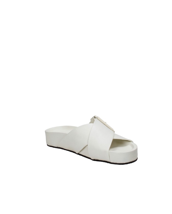 JVAM June Sandalo fussbet con zeppa piatta in nappa Off White