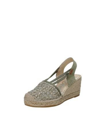 Vidorreta 18400 Espadrilla zeppa alta in rafia e camoscio Khaki Vidorreta 18400 Espadrilla zeppa alta in rafia e camoscio Khaki