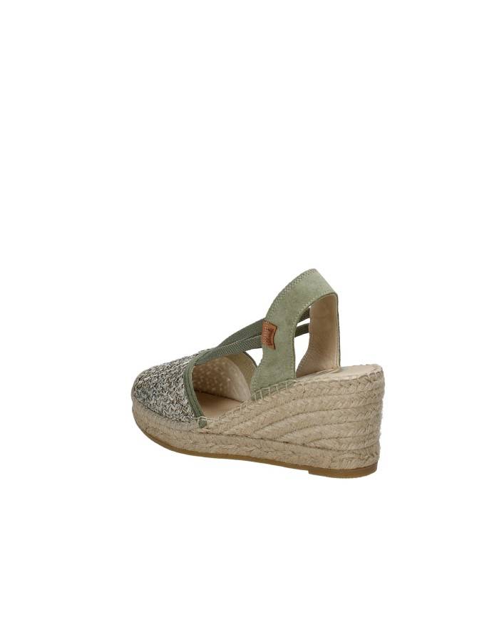 Vidorreta 18400 Espadrilla zeppa alta in rafia e camoscio Khaki Vidorreta 18400 Espadrilla zeppa alta in rafia e camoscio Khaki