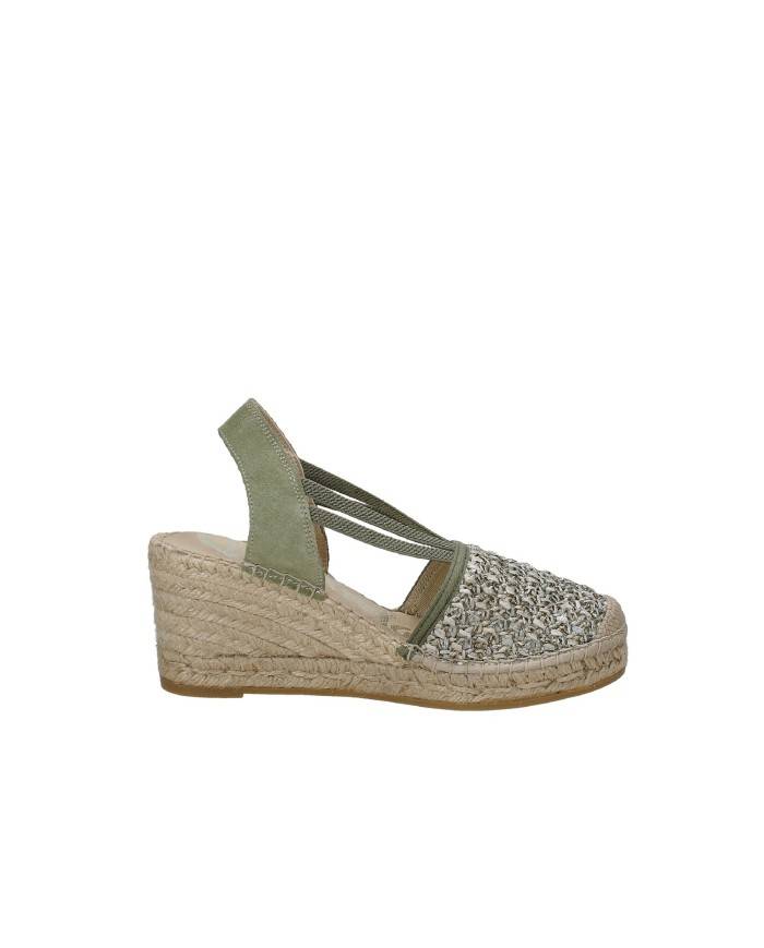 Vidorreta 18400 Espadrilla zeppa alta in rafia e camoscio Khaki Vidorreta 18400 Espadrilla zeppa alta in rafia e camoscio Khaki
