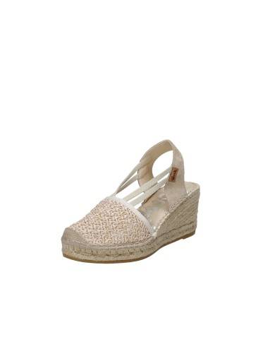 Vidorreta 18400 Espadrilla zeppa alta in rafia e camoscio Beige Vidorreta 18400 Espadrilla zeppa alta in rafia e camoscio Beige