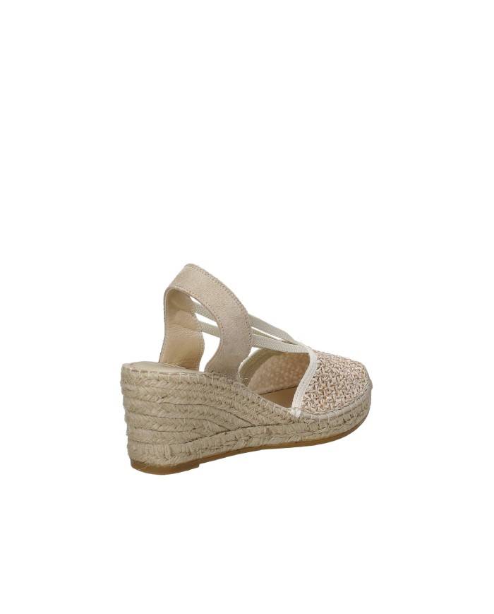 Vidorreta 18400 Espadrilla zeppa alta in rafia e camoscio Beige Vidorreta 18400 Espadrilla zeppa alta in rafia e camoscio Beige