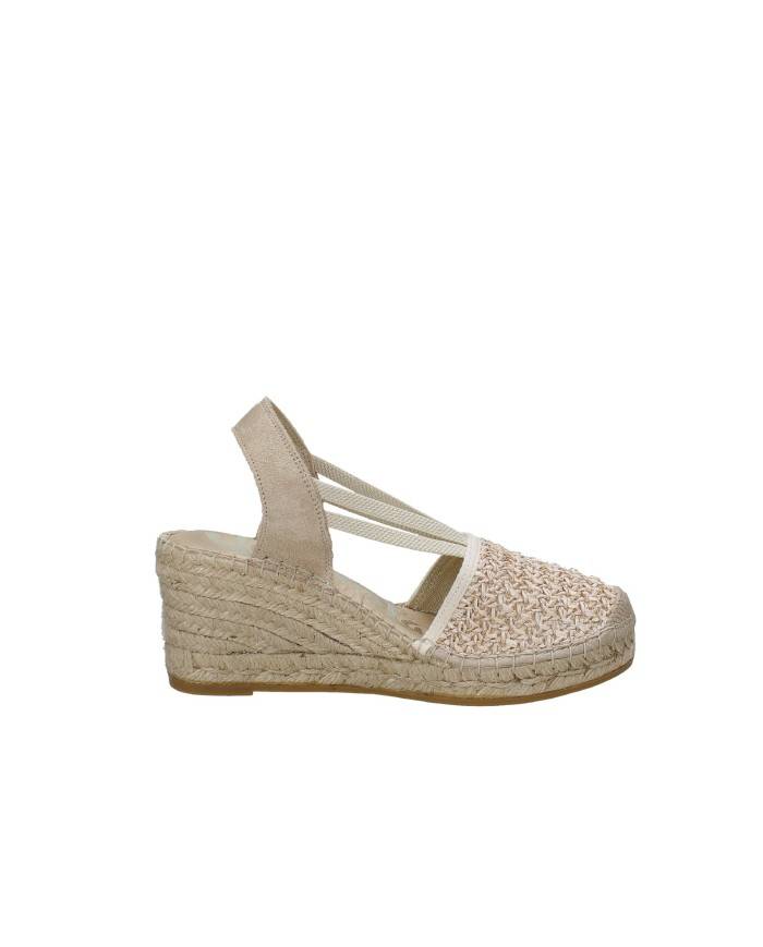 Vidorreta 18400 Espadrilla zeppa alta in rafia e camoscio Beige Vidorreta 18400 Espadrilla zeppa alta in rafia e camoscio Beige