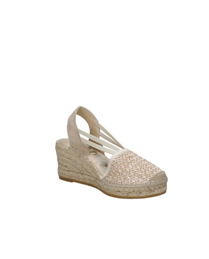Vidorreta 18400 Espadrilla zeppa alta in rafia e camoscio Beige Vidorreta 18400 Espadrilla zeppa alta in rafia e camoscio Beige