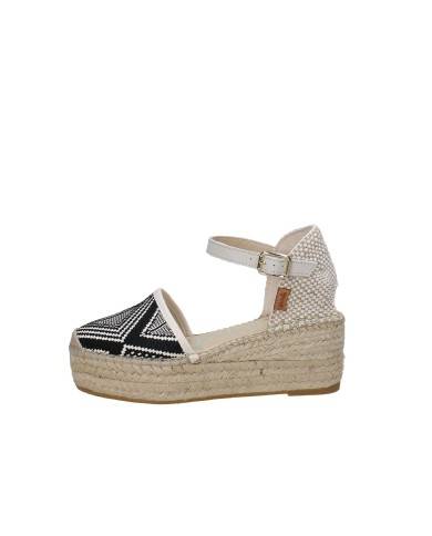Vidorreta 07100 Espadrillas alta con zeppa in tessuto Bianco e Nero Vidorreta 07100 Espadrillas alta con zeppa in tessuto Bianco e Nero