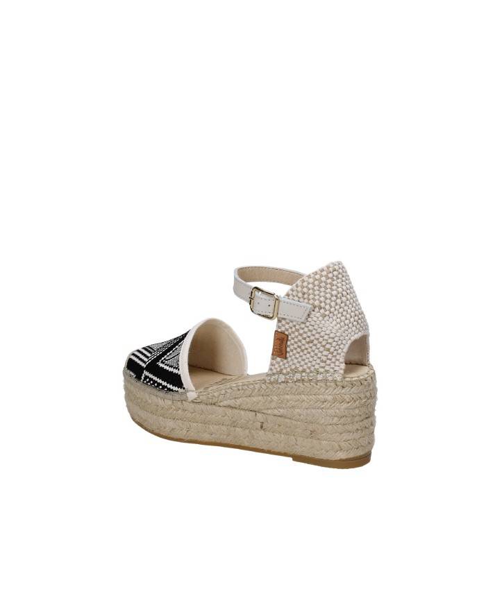 Vidorreta 07100 Espadrillas alta con zeppa in tessuto Bianco e Nero Vidorreta 07100 Espadrillas alta con zeppa in tessuto Bianco e Nero