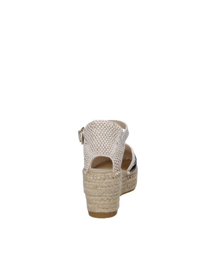 Vidorreta 07100 Espadrillas alta con zeppa in tessuto Bianco e Nero Vidorreta 07100 Espadrillas alta con zeppa in tessuto Bianco e Nero