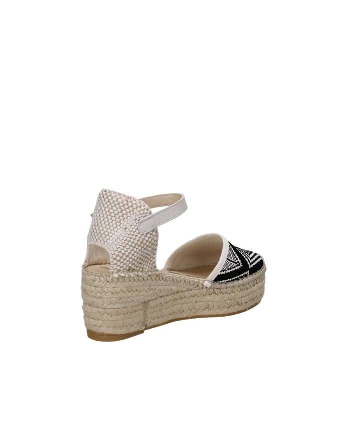 Vidorreta 07100 Espadrillas alta con zeppa in tessuto Bianco e Nero Vidorreta 07100 Espadrillas alta con zeppa in tessuto Bianco e Nero