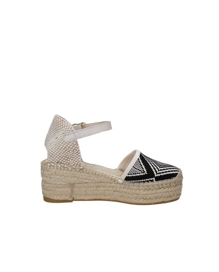 Vidorreta 07100 Espadrillas alta con zeppa in tessuto Bianco e Nero Vidorreta 07100 Espadrillas alta con zeppa in tessuto Bianco e Nero