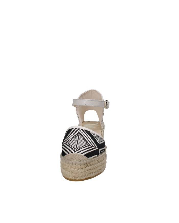 Vidorreta 07100 Espadrillas alta con zeppa in tessuto Bianco e Nero Vidorreta 07100 Espadrillas alta con zeppa in tessuto Bianco e Nero