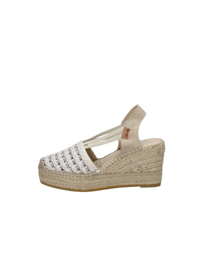 Vidorreta 18400 Espadrilla zeppa alta in tessuto e camoscio Bianco e Nero Vidorreta 18400 Espadrilla zeppa alta in tessuto e camoscio Bianco e Nero
