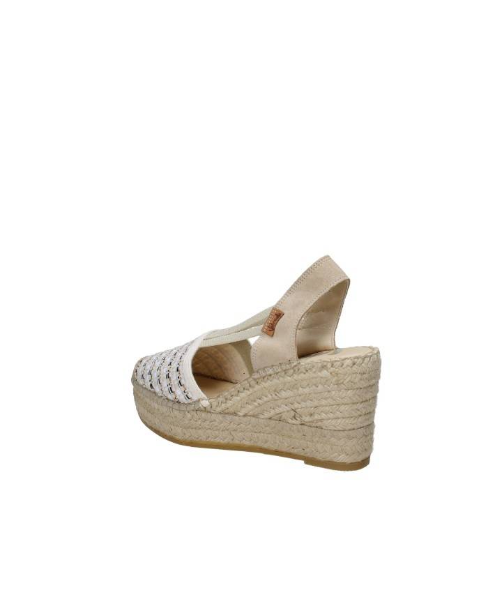 Vidorreta 18400 Espadrilla zeppa alta in tessuto e camoscio Bianco e Nero Vidorreta 18400 Espadrilla zeppa alta in tessuto e camoscio Bianco e Nero