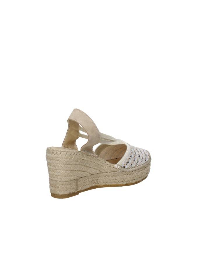 Vidorreta 18400 Espadrilla zeppa alta in tessuto e camoscio Bianco e Nero Vidorreta 18400 Espadrilla zeppa alta in tessuto e camoscio Bianco e Nero