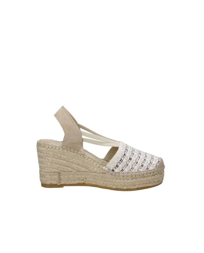 Vidorreta 18400 Espadrilla zeppa alta in tessuto e camoscio Bianco e Nero Vidorreta 18400 Espadrilla zeppa alta in tessuto e camoscio Bianco e Nero