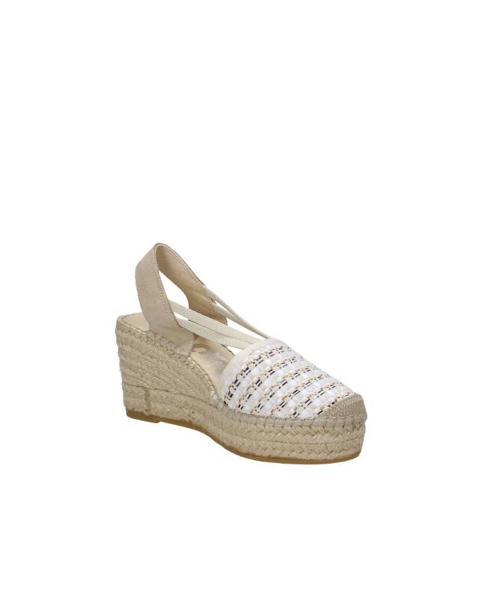 Vidorreta 18400 Espadrilla zeppa alta in tessuto e camoscio Bianco e Nero Vidorreta 18400 Espadrilla zeppa alta in tessuto e camoscio Bianco e Nero