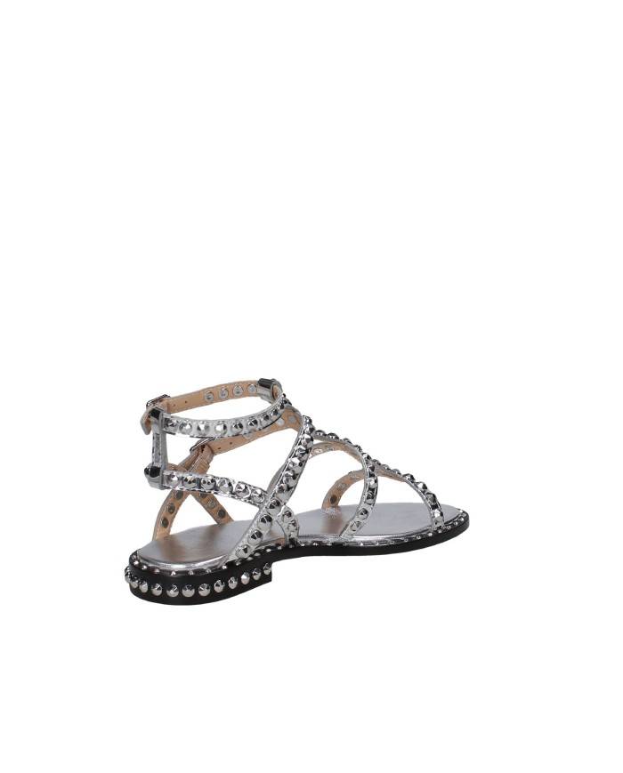 Ash Precious 09 Sandalo basso borchiato in pelle laminata e specchio Argento Ash Precious 09 Sandalo basso borchiato in pelle laminata e specchio Argento