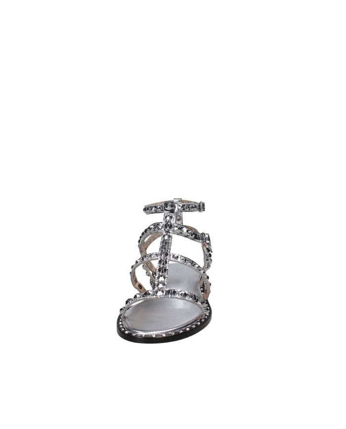 Ash Precious 09 Sandalo basso borchiato in pelle laminata e specchio Argento Ash Precious 09 Sandalo basso borchiato in pelle laminata e specchio Argento