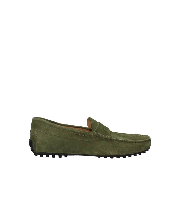 Rossano Bisconti 562-02 Mocassino uomo carshoes in camoscio Verde Militare