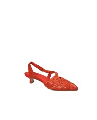 L'Arianna CH2568 Décolleté slingback in pelle intrecciata Rosso