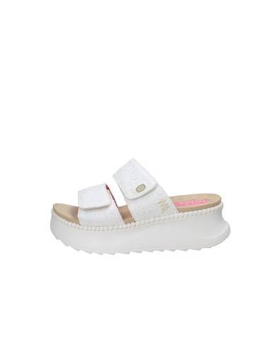Hey Dude Shoes Delray Slide Eyelet 43203.100 Sandalo con zeppa a due fasce in tessuto Bianco Hey Dude Shoes Delray Slide Eyelet 43203.100 Sandalo con zeppa a due fasce in tessuto Bianco