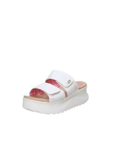 Hey Dude Shoes Delray Slide Eyelet 43203.100 Sandalo con zeppa a due fasce in tessuto Bianco Hey Dude Shoes Delray Slide Eyelet 43203.100 Sandalo con zeppa a due fasce in tessuto Bianco