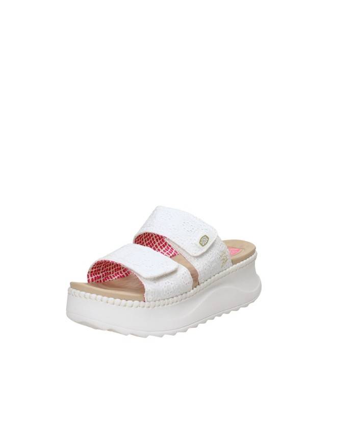Hey Dude Shoes Delray Slide Eyelet 43203.100 Sandalo con zeppa a due fasce in tessuto Bianco Hey Dude Shoes Delray Slide Eyelet 43203.100 Sandalo con zeppa a due fasce in tessuto Bianco