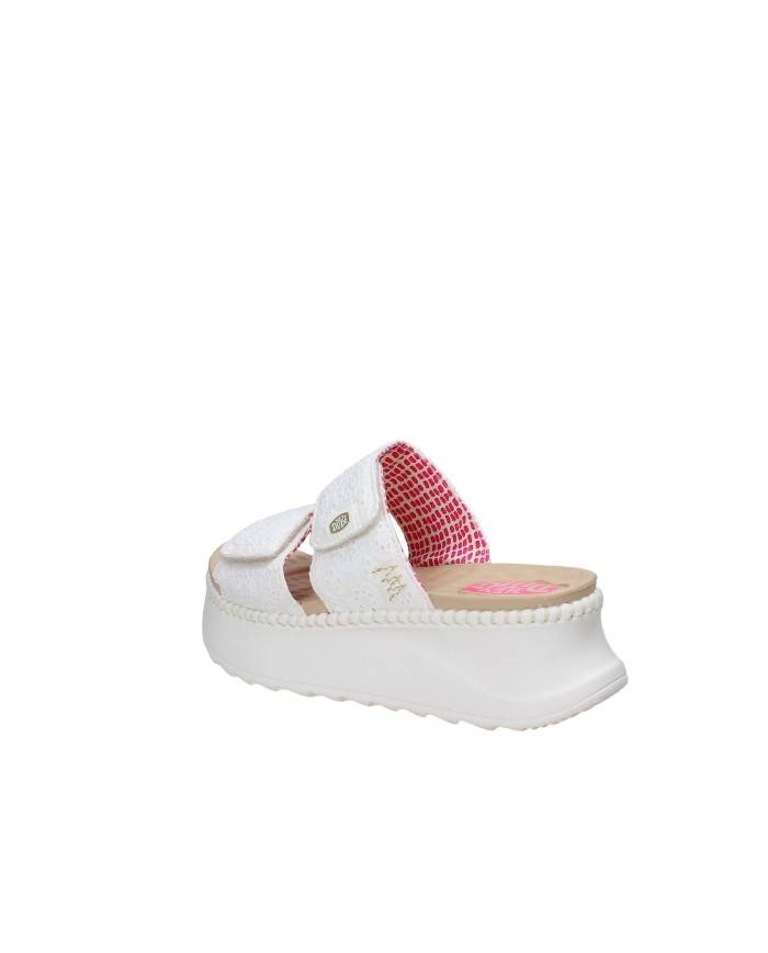 Hey Dude Shoes Delray Slide Eyelet 43203.100 Sandalo con zeppa a due fasce in tessuto Bianco