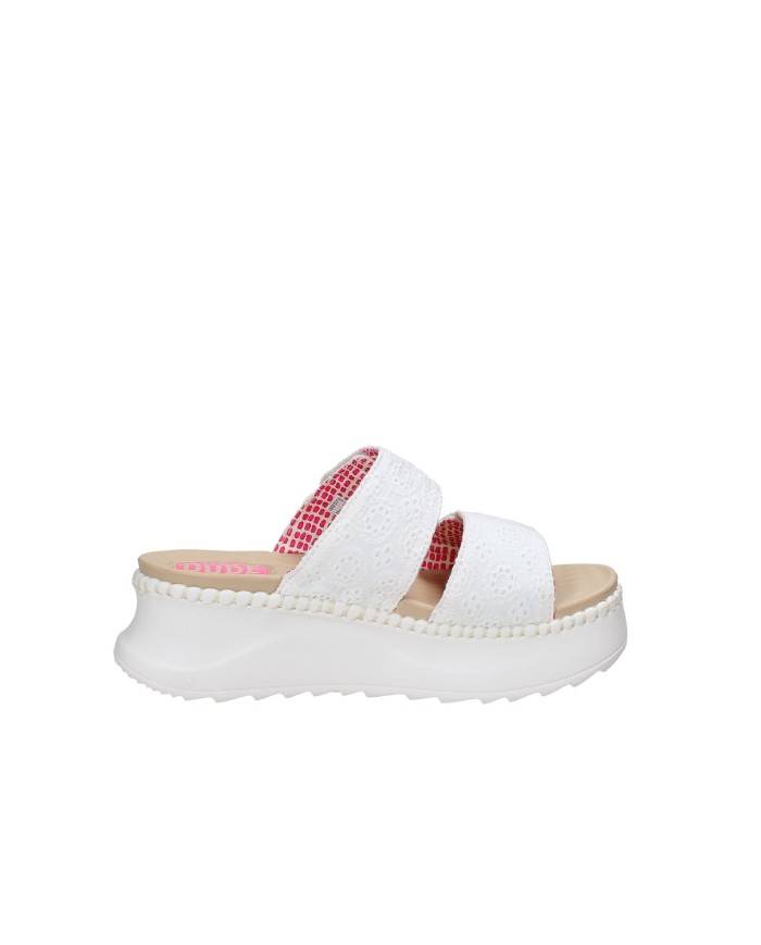 Hey Dude Shoes Delray Slide Eyelet 43203.100 Sandalo con zeppa a due fasce in tessuto Bianco