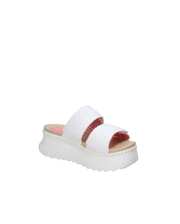 Hey Dude Shoes Delray Slide Eyelet 43203.100 Sandalo con zeppa a due fasce in tessuto Bianco