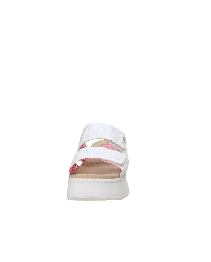 Hey Dude Shoes Delray Slide Eyelet 43203.100 Sandalo con zeppa a due fasce in tessuto Bianco