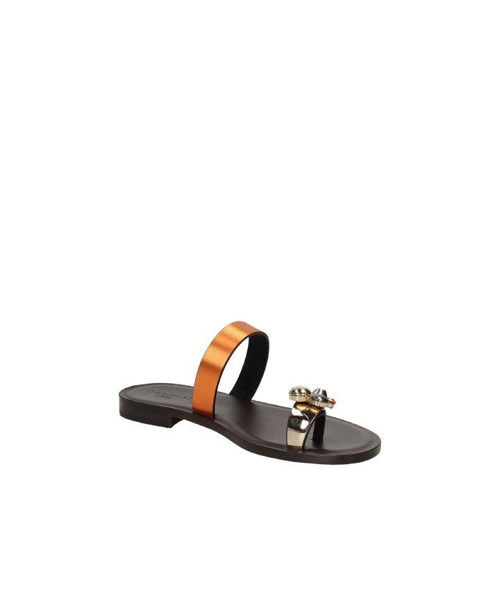 DonnaRì dc08a Sandalo infradito basso con gioiello e in pelle Testa Moro e Arancio