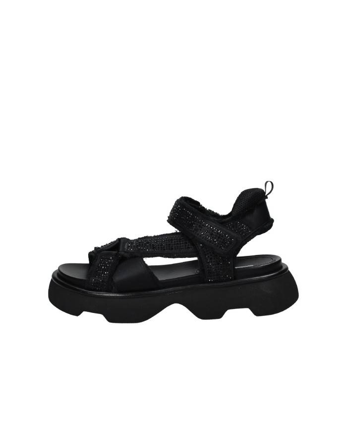 Jeannot 522.E Sandalo in raso con strass e pelle Nero Jeannot 522.E Sandalo in raso con strass e pelle Nero