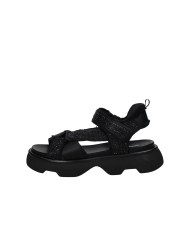 Jeannot 522.E Sandalo in raso con strass e pelle Nero