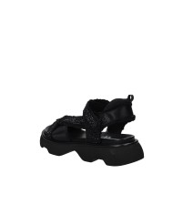 Jeannot 522.E Sandalo in raso con strass e pelle Nero