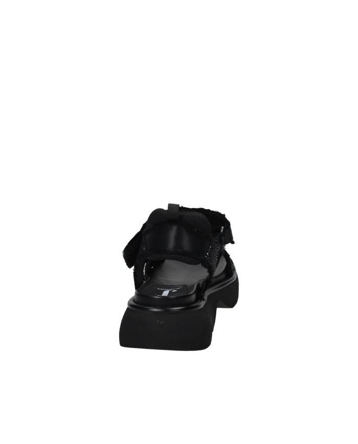 Jeannot 522.E Sandalo in raso con strass e pelle Nero