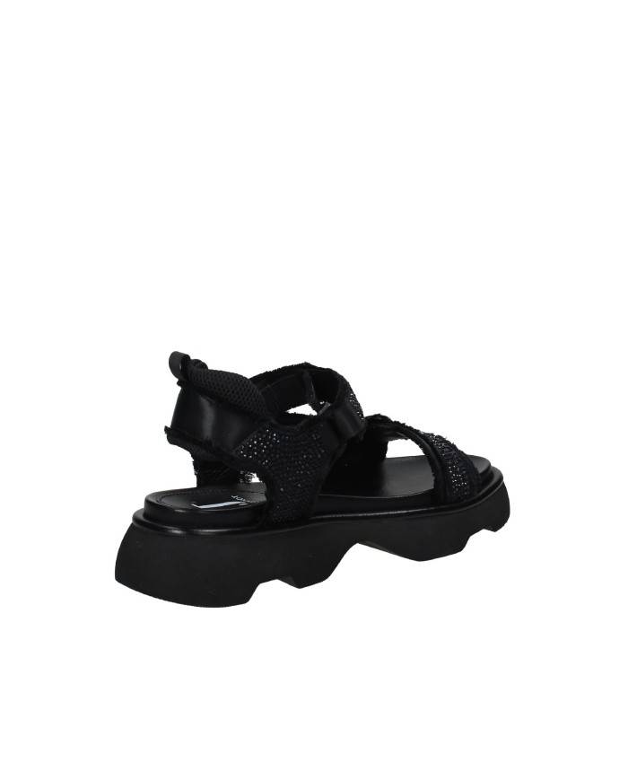 Jeannot 522.E Sandalo in raso con strass e pelle Nero