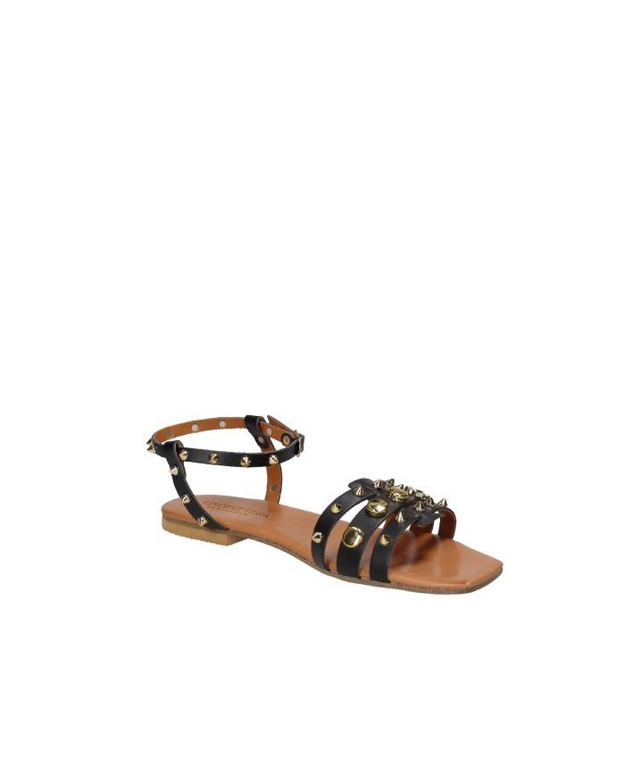 Vincent Vega Eleven Sandalo basso in pelle con borchie Nero