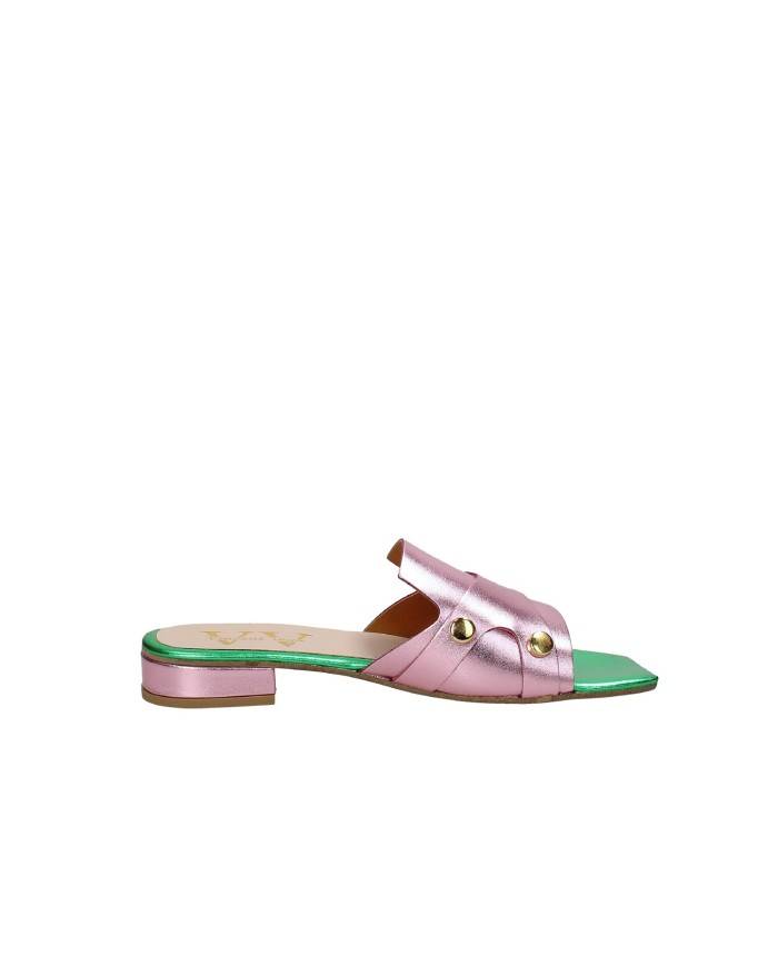 Vincent Vega Vidar Sandalo scalzato in pelle e laminato Rosa