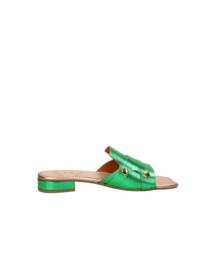 Vincent Vega Vidar Sandalo scalzato in pelle e laminato Verde Lime