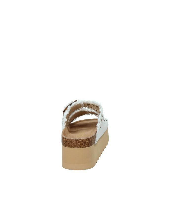 Colors of California Bes41n.whi Sandalo platform con doppia fibbia in denim Bianco