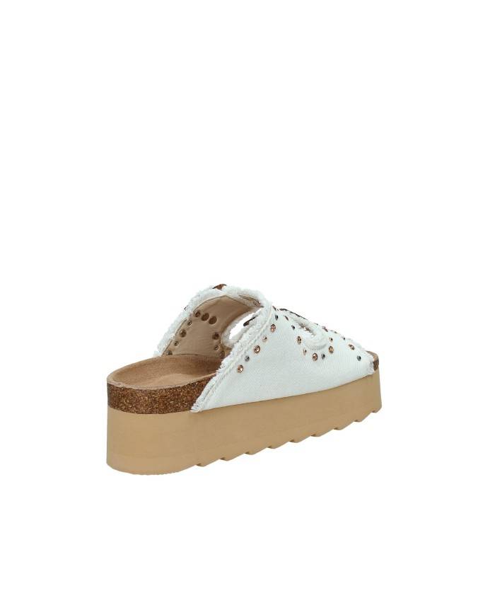 Colors of California Bes41n.whi Sandalo platform con doppia fibbia in denim Bianco