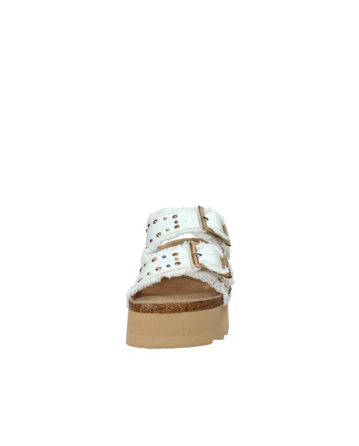 Colors of California Bes41n.whi Sandalo platform con doppia fibbia in denim Bianco
